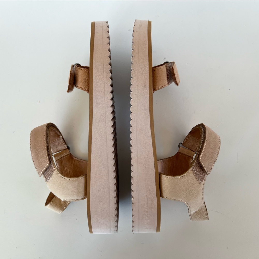 Madewell The Maggie Leather Strap Platform Sandals Colorblock Sandstone Tan, 8.5 - Picture 7 of 12